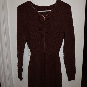 knetted brown long sleeve dress